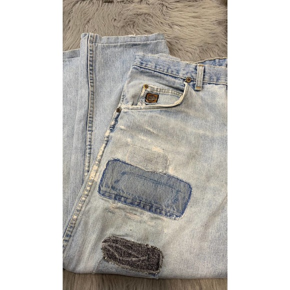60s Faded Wrangler Jeans Patched Distressed Short Length High Waist Well Worn B1 - Picture 5 of 10
